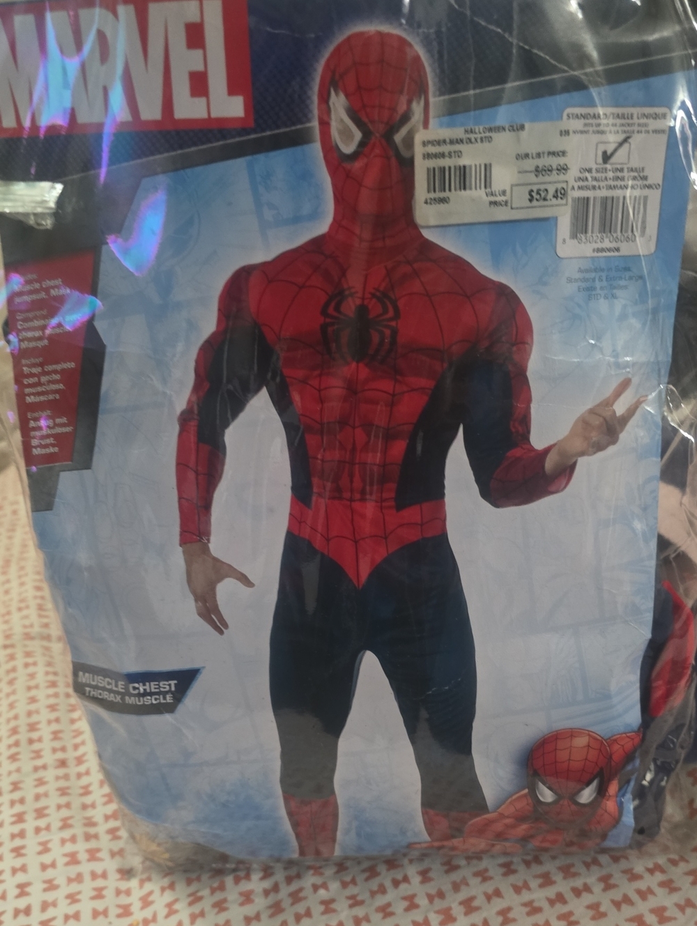 Marvel Spider-Man Red and Black Muscle Chest Costume